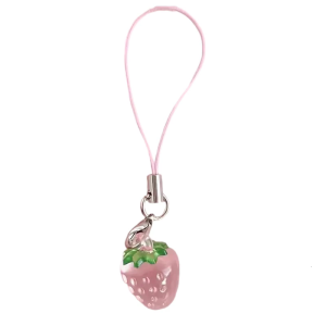 Realistic Strawberry Key Holder Resin Accessory 3D Pendant Keychain Mobile Lanyard Accessories for Women Girls