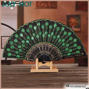 [JULYHOT] Folding Hand Fan Plastic Powder Craft Fan White Wedding Party Chinese Style Dance Cloth Folding Fan Handheld