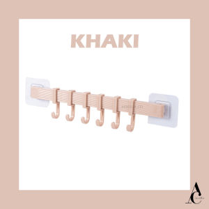 Pelekat sendiri 6 Cangkuk/Self-Adhesive 6 hooks Multi-function Movable Towel Holder Bathroom Kitchen Organizer Wall Door Holder/六连挂钩架免打孔