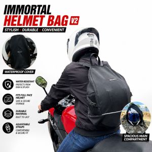 Immortal Helmet Bag V2 - Waterproof Cover Fits Full Face Helmet Durable Material Adjustable Straps Spacious