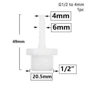 INEXTIN 1/10Pcs 4/6/8/10/12/14/16/18/20mm Hose Connector Drip Irrigation System Pipe Fittings 1/2 Inch Thread To Barb Durable Plastic Pipe Coupler