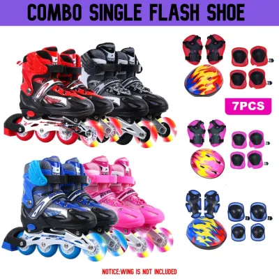 **READY STOCK**【Bag+Flash Wheel】Adjustable Roller Skate Kasut Roda Budak Kids Inline Skate Roller Skates Skuter Budak Kids Outdoor Toys