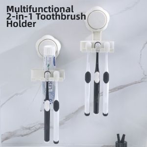 MARBLEX Cốc hút chân không Giá treo bàn chải đánh răng trên tường Giá đỡ gắn tường 3 Khe Cắm Giá đỡ kem đánh răng Bền bỉ Tiết kiệm không gian Giá treo bàn chải đánh răng