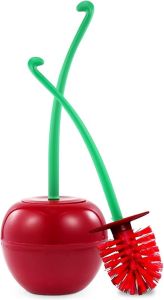 Cherry Toilet Brush and Holder Bathroom Funky Cute Toilet Brush Cherry Toilet Bowl Brush with Solid Handle and Durable Bristles for Bathroom Cleaning