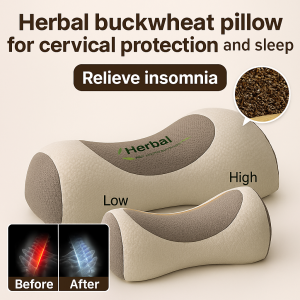 Herbal Buckwheat Cervical Pillow For Adults Orthopedic Neck Support With Traction Natural Sleep Aid & Pain Relief