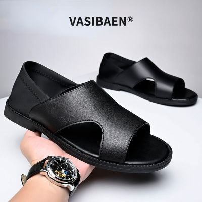 VASIBAEN Men's business shoes, stylish and simple soft surface wear-resistant sandals