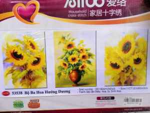 Tranh thêu chữ thập Hoa hướng dương bộ 3 bức (chưa thêu) AL53538
