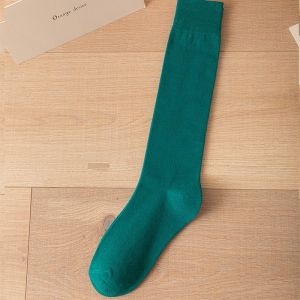 Muuv-It Women Cotton Knit Solid Color Student Socks Elegant Retro Stockings Breathable College Style Sports Socks