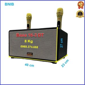 Loa xách tay Bluetooth chính hãng BNIBBNIB 116Bass 16-3 đường tiếng thùng gỗ bọc datặng 2 mic không dây