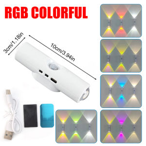 【COD/Original】3/7 Colors Changing Sensor Night Light Wireless Portable RGB Gradient Wall Lamp Energy Saving Rechargeable Wall LED Lamp Home Decoration