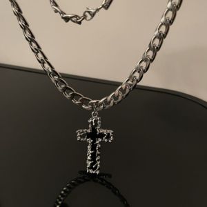 Vintage Hip Hop Diamond Cross Necklace For Men Women Personalized Splicing Cuban Chain Jewelry-1PCS