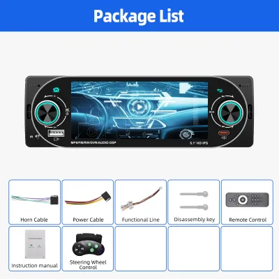 ESSGOO 5.1-inch Single DIN MP5 Car Stereo HD IPS Touch Screen Support Wireless CarPlay & Android Auto AM/FM Radio with RDS