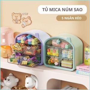 Colorlady - Kệ Để Bàn Mini 5 Ngăn Kéo Mica Núm Sao Dễ Thương Tủ Nhựa Đựng Mỹ Phẩm Trang Sức Đa Năng Cho Học Sinh