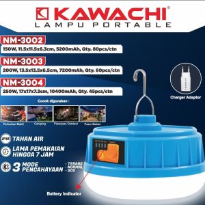 LAMPU EMERGENCY PORTABLE KAWACHI NM-3002 150W - BATERAI 5.200mAh - BISA POWERBANK - TAHAN LAMA