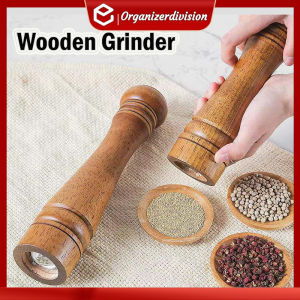 5/8/10 inch Wooden Pepper Grinder manual Salt Spice Grinding glass Bottle Pepper Mill Kitchen Tools