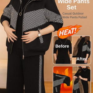 Ageing fashion widelegged pants and jacket set