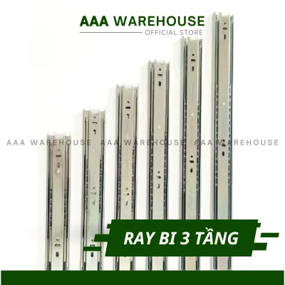 [ZUB 2 bi] Ray Trượt 2 Bi 3 Tầng ngăn kéo tủ bản rộng 35mm - Bộ 2 thanh ray trượt hộc tủ (đen/ trắng)