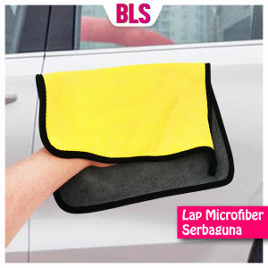 Kain Lap Microfiber Premium 2 Sisi Kuning Hitam Tebal