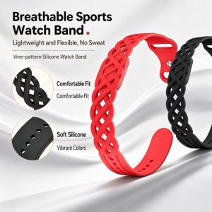 K9SEQ Silicone Replacement Watch Band Sport Style Hollow Vine Pattern Sport Wristband Breathable Cutout Fitness Tracker Band for Google Fitbit Air Fitness Tracker Accessories