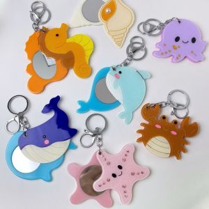 BEAUTYLADIES ปลาดาว จี้กระจก ที่ห้อยกุญแจ ปลาวาฬ จี้กระเป๋าสัตว์ สร้างสรรค์ ของตกแต่ง ที่ห้อยกุญแจอะคริลิก ตกแต่งกระเป๋าเป้