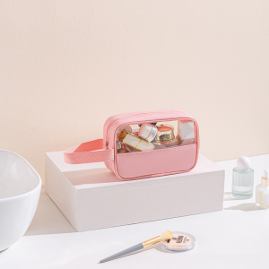 Trong suốt sành điệu Túi trang điểm với không thấm nước pu & PVC thiết kế dung tích lớn Túi du lịch đựng mỹ phẩm