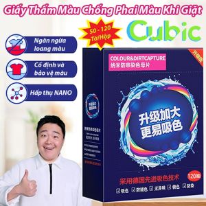 Giấy Thấm Màu Khi Giặt CUBIC AQUA 120 Tờ Chống Loang Màu Giữ Quần Áo Như Mới