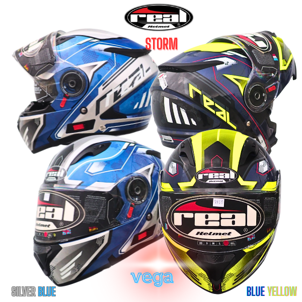 หมวกกันน็อคเปิดคางREAL รุ่น Storm vega silver blue สีเทาน้ำเงิน