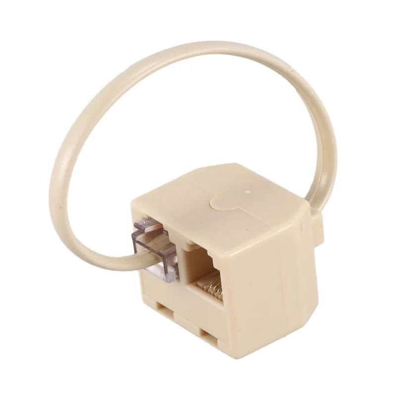 RJ11 6P4C Way Outlet Telephone Jack Line Splitter Adapter Beige