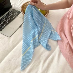 MAYIT Korean-style Womens Scarf Fresh And Simple Purple Color Floral Small Square Scarves Fashion Retro Artistic Headscarves
