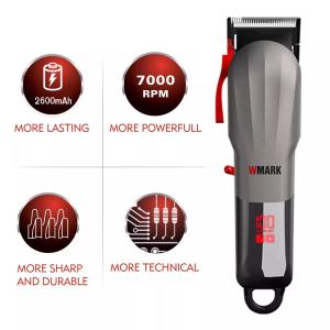 WMARK NG-115 LCD Digital Display Push White Hair Clipper Clippers Oil Head Electric Hair Clippers Professional Hair Clippers for Hair Salons