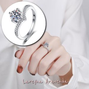 Lareyna Aravenda Cincin S925 Wanita Korea V Diamond Crystal Crown CC013