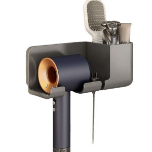 ชั้นวางของในห้องน้ํา ชั้นวางไดร์เป่าผมในห้องน้ํา ชั้นวางไดร์เป่าผม อลูมิเนียม แบบติดผนัง ฟรีตะปู ไม่ต้องเจาะ