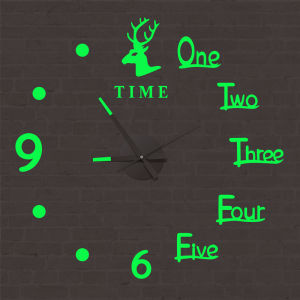 【YHdecor】3D DIY Creativity Deer Head Luminous Wall Clock Decoration Art Acrylic Wall Decoration Home Wall Decor Stickers Silent Clock for Living Room Office 03