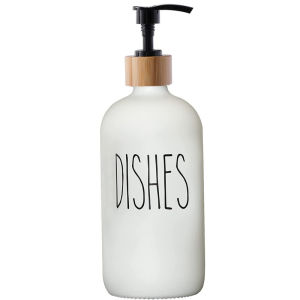 500ML Kitchen Dish Soap Dispenser with Bamboo Plates for Kitchen Sink Hands Soap and Dishes Detergent Storage Bottle