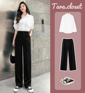 [ส่งเร็วพิเศษ!] PW501 TARA Long pants กางเกงขายาว เอวสูง  ทรงขากระบอกกลาง ไม่มีกระเป๋าข้าง เนื้อผ้าวูลเวฟ ผ้ายืด ใส่สบาย