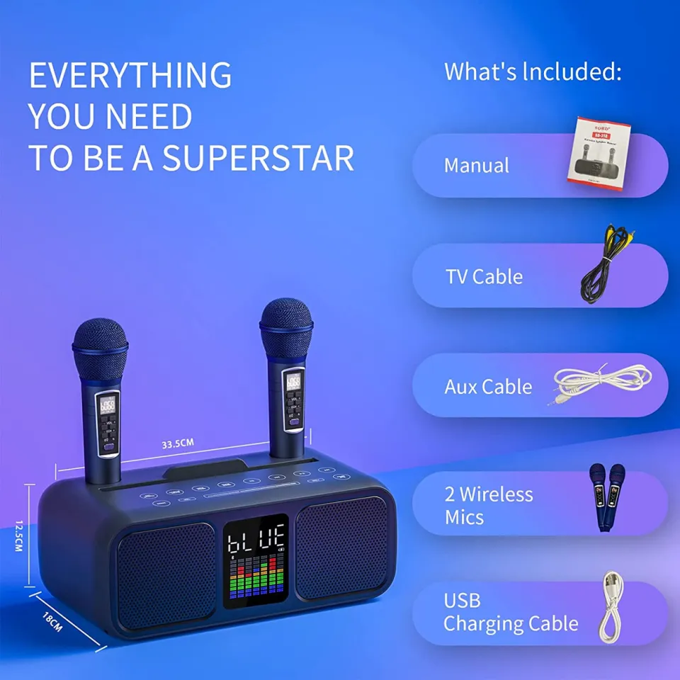 SDRD SD-318 Bluetooth Karaoke Speaker Comes with 2 Wireless