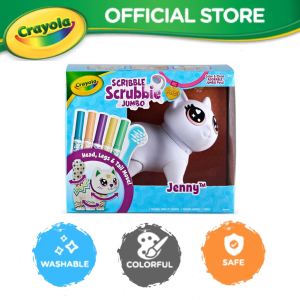 Crayola Scribble Scrubbie Jumbo Pet - Big Jenny - Washable & Safe -1 Pet 1 Brush & 5 Markers - For Age 3+
