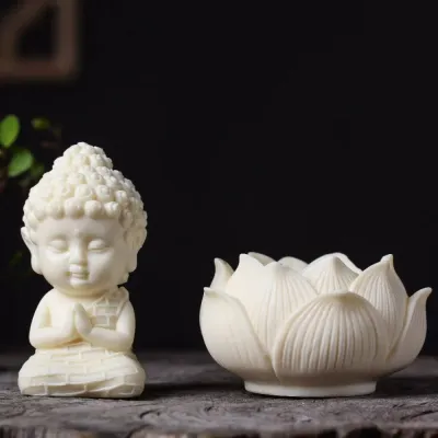 DUDLEYB Cute Lotus Tathagata Buddha Statue Q Version Chinese Style Buddha Ornaments Decorative Crafts Cartoon Coconut Figurine Home