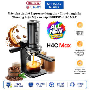 Máy pha cà phê Espresso nóng và lạnh dùng pin cầm tay không đáy chuyên nghiệp thương hiệu Mỹ cao cấp HiBREW H4C MAX - Bảo Hành 12 Tháng