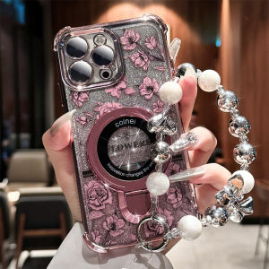 for Realme 13 14 15 Pro Plus 14X 5G 15T Note 50 5i C3 C55 C35 C33 C53 C51 C63 C61 C75 Flowers Phone Case Soft Elegant with Holder Lanyard