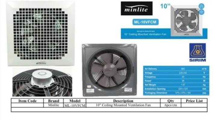 KDK/MINLITE%208"/%2010"%20inch%20Ceiling%20Mounted%20Ventilating%20Fan%20/%20Exhaust%20Fan%2020CQT%20/25TGQ7,%20ML-10VFCM%20-%20Image%208