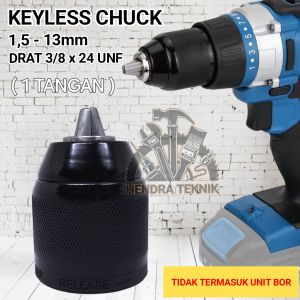 KEPALA BOR 13MM BESI HD DRAT 3/8x24unf HOWER BOR TANPA KUNCI KEYLESS KEPALA BOR KEYLESS 13mm 1 TANGAN