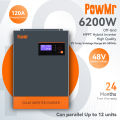 PowMr 6.2KW Hybrid Solar Inverter 500Vdc Supports 48V Lifepo4 Battery Can Parallel Up to 12 Unit Built in 120A MPPT Solar Charger Controller. 