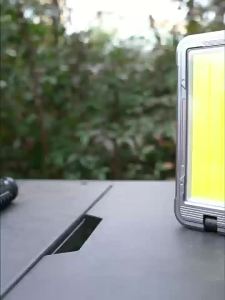 AE New solar-powered outdoor high-brightness work light with foldable strong magnetic hook and multi-level light source for supplementary lighting