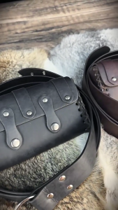 1 Set Double Clasp Medieval Belt Set with Portable Pouch Waist Bag Historical Reenactment Gear Faux Leather Design
