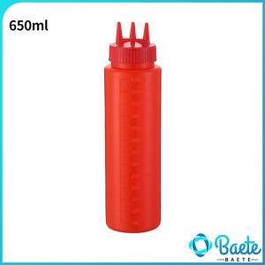 Baete Salad sauce bottle graduated squeeze bottle plastic seasoning bottle three hole jam bottle