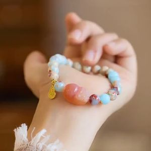 Shoushan Stone Yanyuan Agate Pixiu Beaded Bracelet for Women Auspicious Gourd Buddhist Bead Hand Ornament Popular Wholesale Item