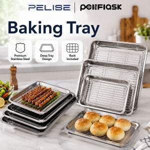 Pelise (2 IN 1) stainless steel mesh tray + oven tray oil drain / best cooking food baking grilled fried