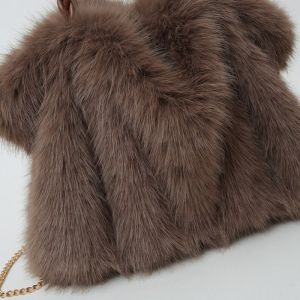 HHJJ55SS Dung tích lớn Túi đeo chéo cầm tay Bông xù Lông giả Túi Tote Phong cách Mềm mại Túi đeo vai bằng vải nhung Phụ nữ