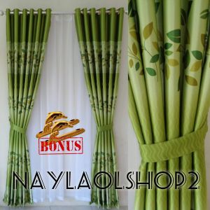 Gorden jendela dan pintu blackout import model smokring motif bunga tulip